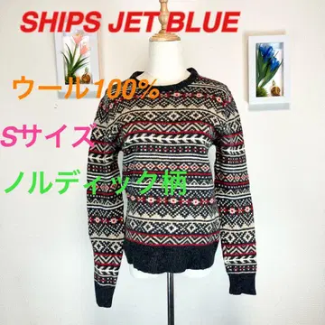 z471 SHIPS JET BLUE 울 노르딕 무늬 스웨터 S