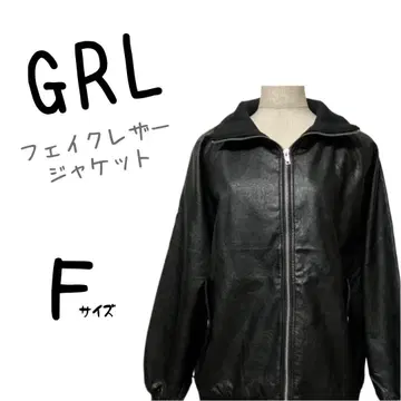 미사용 새상품 GRL 그레일 페이크 레더 자켓 아우터 블랙 리브