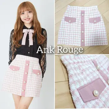 새상품급 Ank Rouge 트위드 펄 버튼 스커트 리즈리사 유메텐보 잉그