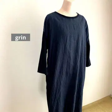 grin 그린 면 린넨 이소재 7부 소매 풀오버 원피스