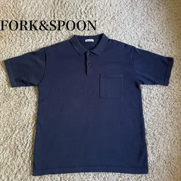 FORK&SPOON 썸머 니트 반팔 피케 셔츠 네이비 L