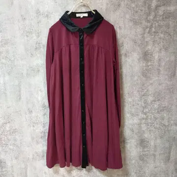 [새상품급] 큐티 블론드 긴팔 셔츠 블라우스 와인 레드 벨로아 옷깃 M