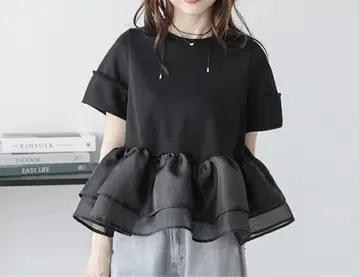 새상품 시어 프릴 페플럼 T셔츠