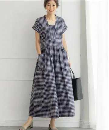 스타일 델리 [ LUXE ] 체크 무늬 포켓 포인트 원피스