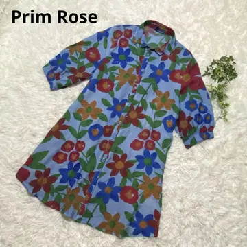 Prim Rose 꽃무늬 7부 소매 셔츠 원피스 셔츠 스팽글 레어