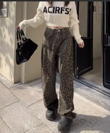 와이드 팬츠 레오파드 무늬
