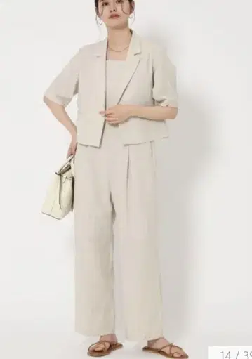 Soft 린넨 라이크 숏 슬리브 자켓 올인원 셋업