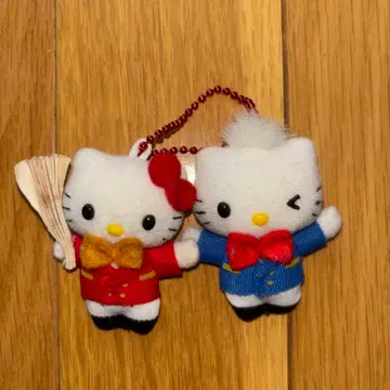 오사카 한정 헬로키티 부부 만담 봉제인형 스트랩 하리센키티