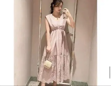 핑크 롱 원피스 백 리본 여행이나 외출에도