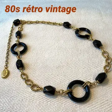 80년대 vintage 오리엔탈 블랙 반지 금 체인 벨트 코스튬