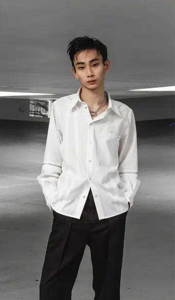 젠트루이스 암 지퍼 레귤러 셔츠 화이트