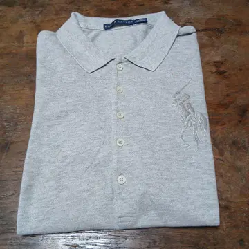 Ralph Lauren 그레이 피케 셔츠 실버 자수