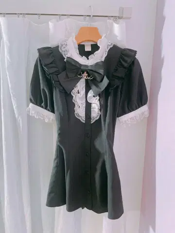 시크릿허니 액세서리 리본 레이스 프릴 셋업 반팔