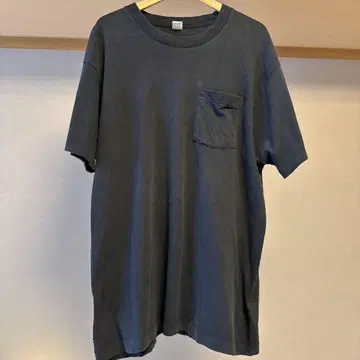 90s 페이드 블랙 블랭크 포켓 티셔츠 2XL 포켓 티
