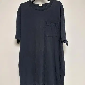 90s 페이드 블랙 블랭크 포켓 티셔츠 2XL 포켓 티