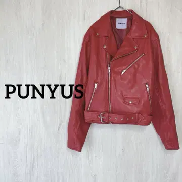 PUNYUS 더블 라이더 자켓 레드 빨간색