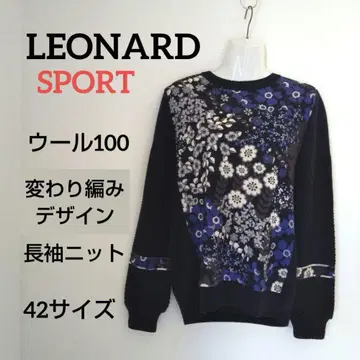 ky118 LEONARD SPORT 울 100% 긴팔 니트 네이비 계열