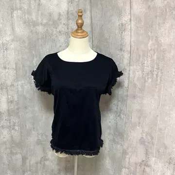 feeling of air 프렌치 슬리브 프린지 심플 티셔츠