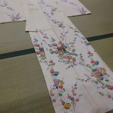 맞춤 제작 니자쿠소데 호몬기 순수 실크 이중 기모노 진품 앤티크