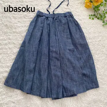 새상품 ubasoku 면 린넨 큐롯 변형 팬츠 데님 스커트풍