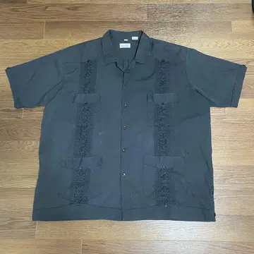 Guayabera 쿠바 셔츠 자수 오픈 카라 오픈 카라 빈티지