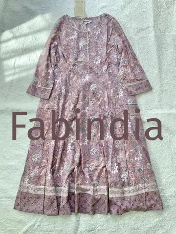 F1 택 포함 새상품 Fabindia 핸드 블록 프린트 롱 원피스