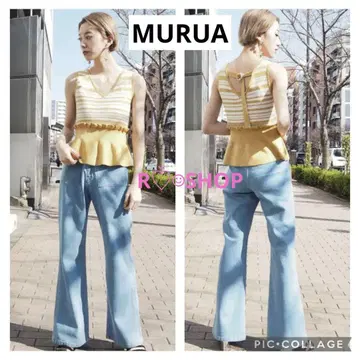 MURUA 플레어 코르셋 니트 탱크탑