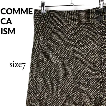 COMME CA ICE 컴시즘 글렌체크 플레어 스커트 울조