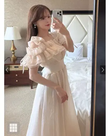 프릴 오프숄 코르셋 원피스[mb1584]