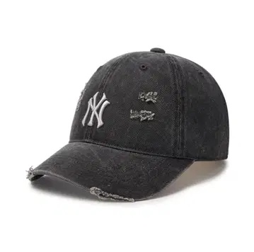 카리나 착용 MLB NY 로고 데미지 가공 야구 모자