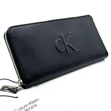 Calvin Klein Jeans 블랙 장지갑 가죽 블랙 로고