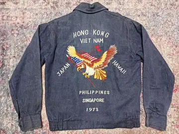 70s USNAVY 빈티지 투어 자켓 수베니어 자켓 데님 원단