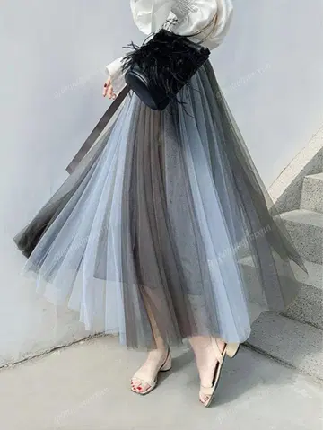 그라데이션 튤 플레어 스커트
