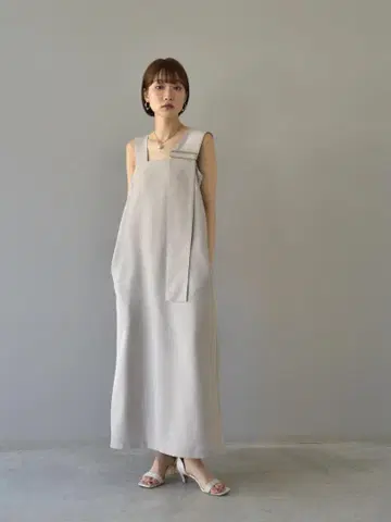 SLUB YARN ASYMMETRY DRESS/BEIGE lumier