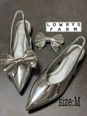 [ LOWRYS FARM ] 2WAY 포인티드 펌프스 은색 M 리본