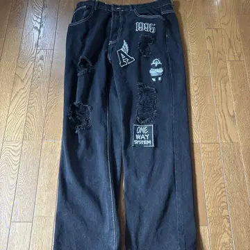 1995년 데미지 블랙 데님 팬츠