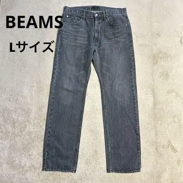 BEAMS L 사이즈 남성용 다크 그레이 스트레이트 데님