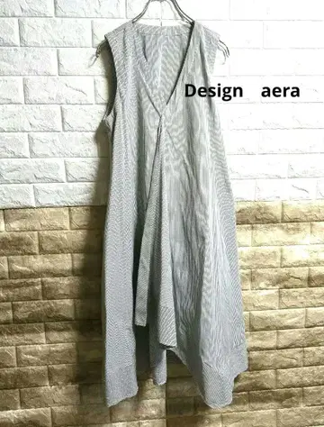 Design aera 스트라이프 플레어 롱 원피스 랩 스커트 원피스