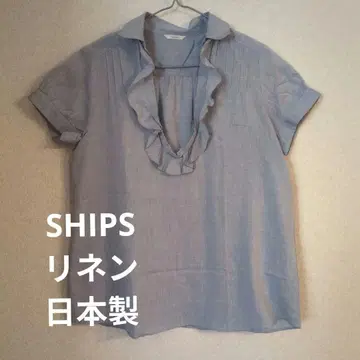 SHIPS 프릴 반팔 셔츠 린넨 셔츠 일본제