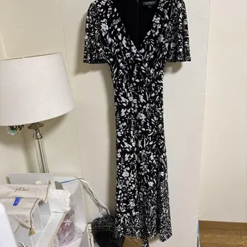 LAUREN 플라워 프린트 반팔 원피스