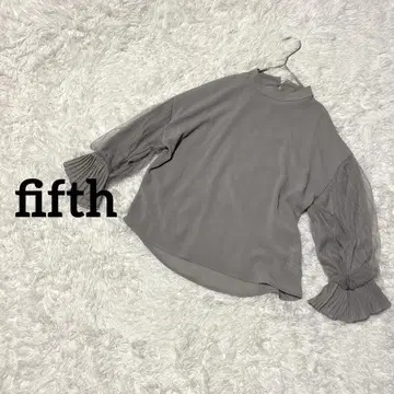 Fifth 쉬폰 소매 절개 풀오버 플리츠 하이넥 화이트 예쁜