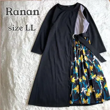 라난 사이드 플리츠 절개 원피스 A 라인 큰 사이즈 LL