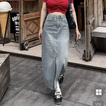 nugu 베이직 롱 데님 스커트 S