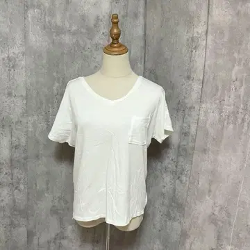 시마무라 V넥 포켓 부착 심플 티셔츠 얇은 소재 캐주얼 예쁜