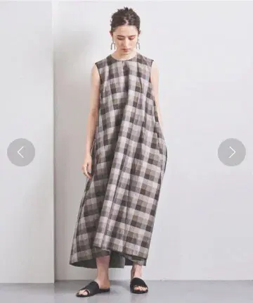 UNITED ARROWS SFL 체크 무늬 플레어 롱 원피스