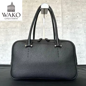 [ 새상품급 ] WAKO 긴자와코 시보 가죽 블랙 실버 금장 장식 핸드백
