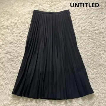 새상품급 UNTITLED 플리츠 롱 스커트 플레어 A 라인 블랙