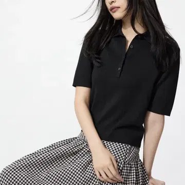 UNIQLO 폴로 스웨터 반팔 블랙 M