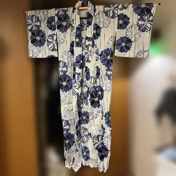 여성용 네이비 컬러 유카타 오비, 일본 나막신, 머리 장식 포함