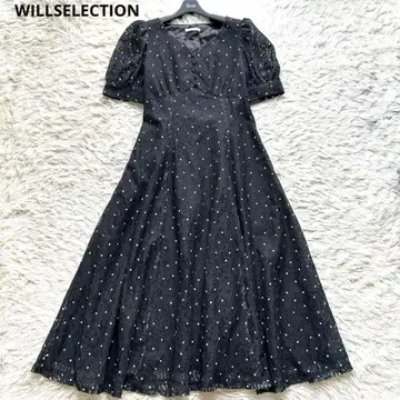 WILLSELECTION 도트 레이스 원피스 펄 볼륨 슬리브